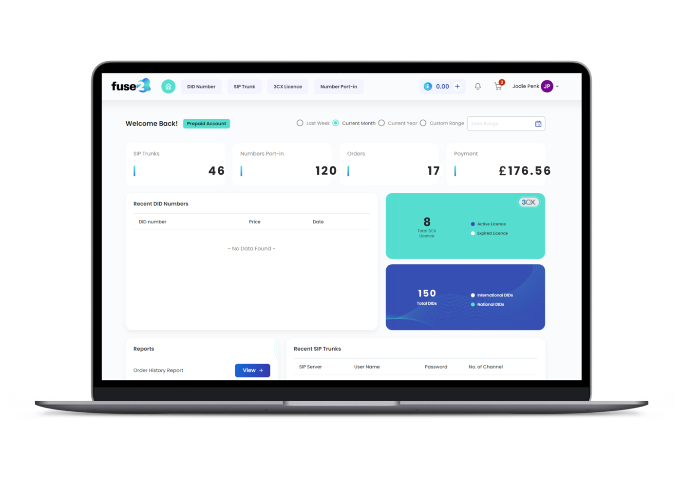 The Orca portal dashboard on a laptop